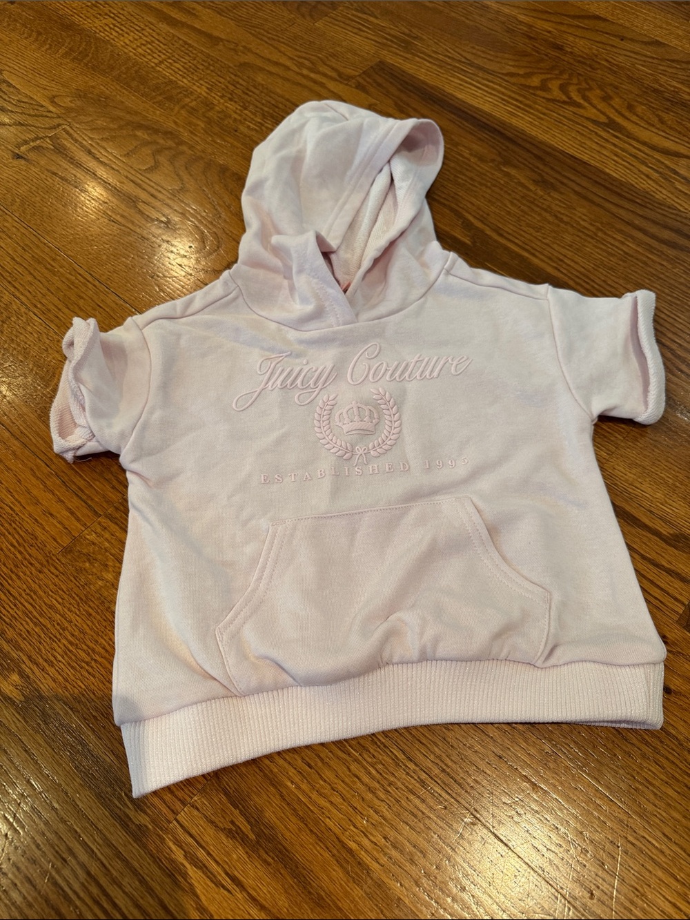 Juicy Couture Pale Pink Hooded Short Sleeve Pullover